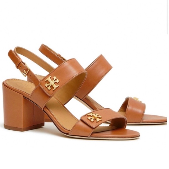 Tory Burch Kira Two-band 65MM Tan Gold Hardware Sandals 10.5M